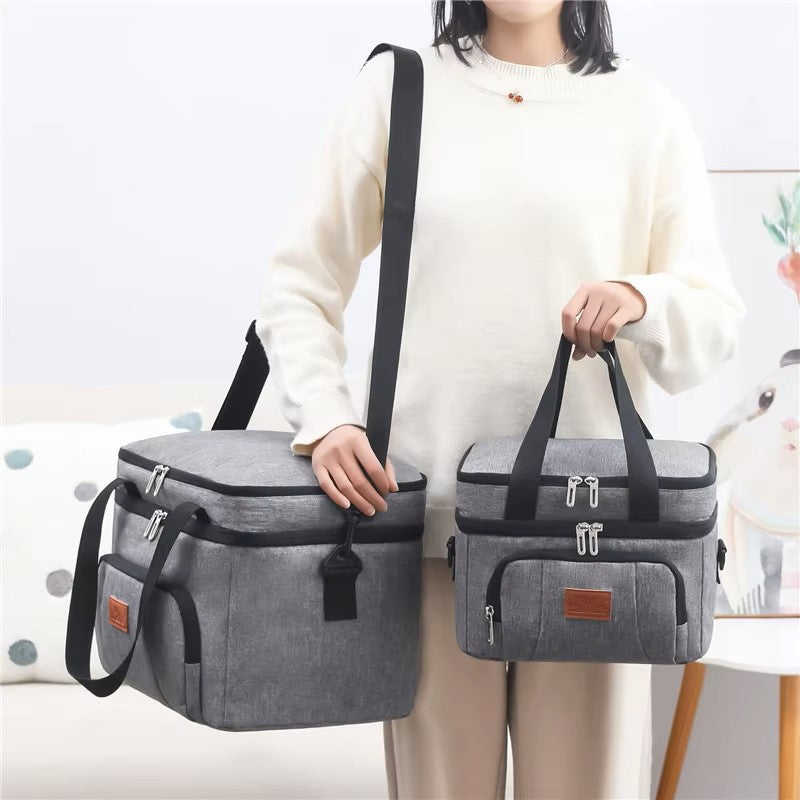 Multifunctional Double Layers Tote Cooler Lunch Bags for Women Men Large Capacity Travel Picnic Lunch Box with Shoulder Strap dealshavens