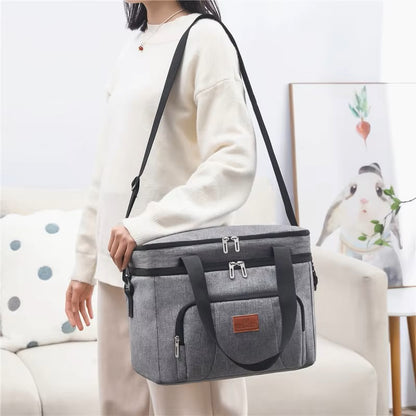 Multifunctional Double Layers Tote Cooler Lunch Bags for Women Men Large Capacity Travel Picnic Lunch Box with Shoulder Strap dealshavens