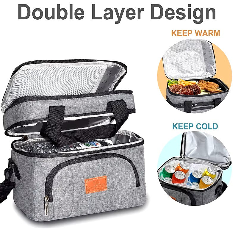 Multifunctional Double Layers Tote Cooler Lunch Bags for Women Men Large Capacity Travel Picnic Lunch Box with Shoulder Strap dealshavens