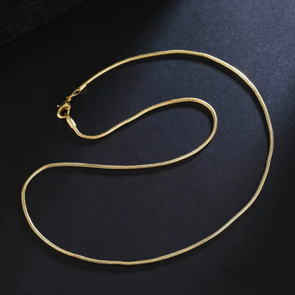 New 925 Sterling gold 1MM Snake Chain 18K gold color Necklaces 20 Inches Women Men Jewelrys Gifts Dealshavens