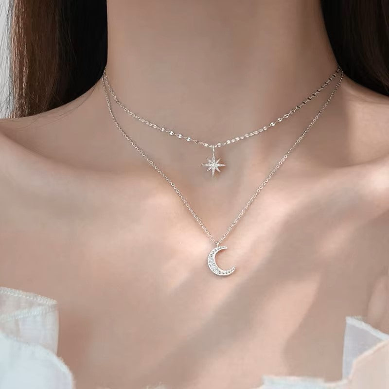 Star Moon Chain Necklace – Zircon Charme Jewelry