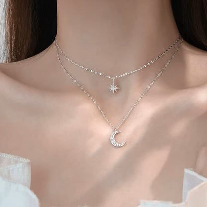 Star Moon Chain Necklace – Zircon Charme Jewelry