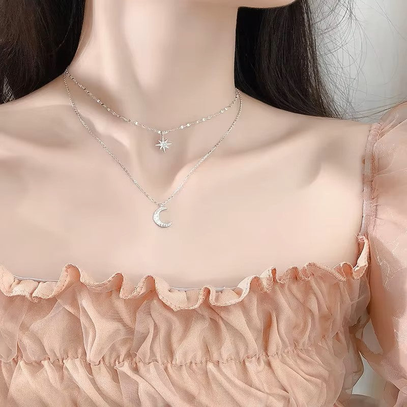 Star Moon Chain Necklace – Zircon Charme Jewelry