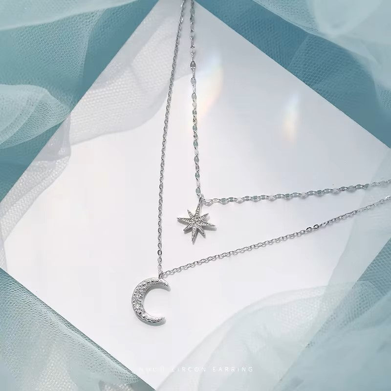 Star Moon Chain Necklace – Zircon Charme Jewelry