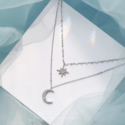 Star Moon Chain Necklace – Zircon Charme Jewelry