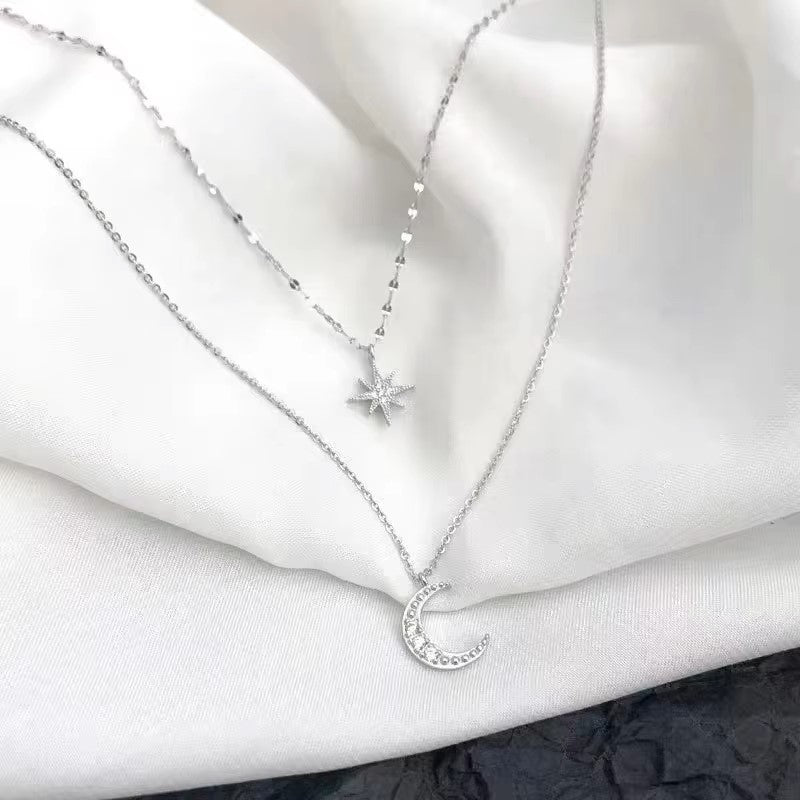 Star Moon Chain Necklace – Zircon Charme Jewelry