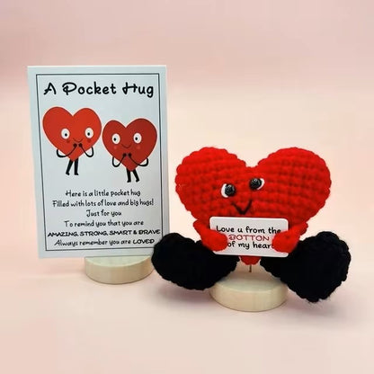 New Positive Energy Potato Hug Pocket Mini Handmade Plush Wool Knitting Doll with Card Funny Christams Gift Home Room Decoration Dealshavens