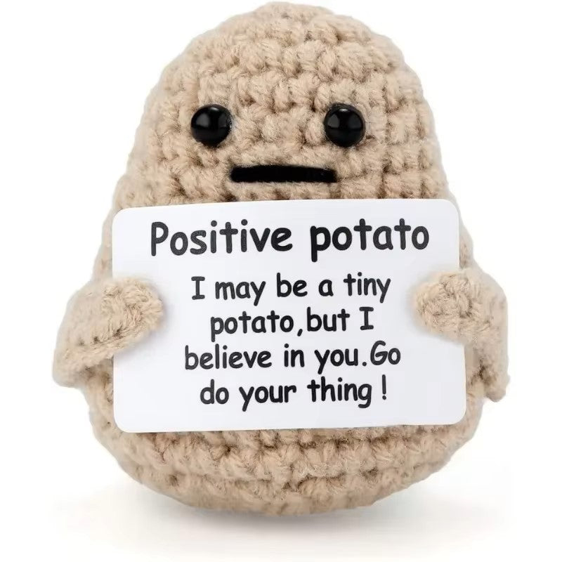 New Positive Energy Potato Hug Pocket Mini Handmade Plush Wool Knitting Doll with Card Funny Christams Gift Home Room Decoration Dealshavens