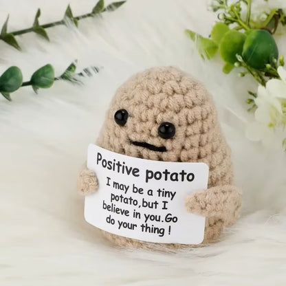 New Positive Energy Potato Hug Pocket Mini Handmade Plush Wool Knitting Doll with Card Funny Christams Gift Home Room Decoration Dealshavens