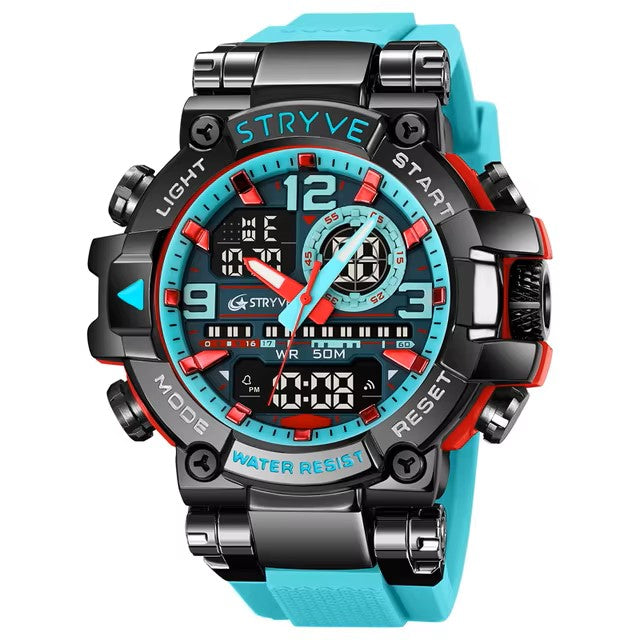 New STRYVE Watch 8029 Popular Sports Men's Watch Good Quality Analog-Digital Dual Movement Calendar Luminous Waterproof Watches