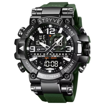 New STRYVE Watch 8029 Popular Sports Men's Watch Good Quality Analog-Digital Dual Movement Calendar Luminous Waterproof Watches