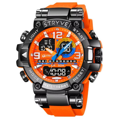 New STRYVE Watch 8029 Popular Sports Men's Watch Good Quality Analog-Digital Dual Movement Calendar Luminous Waterproof Watches