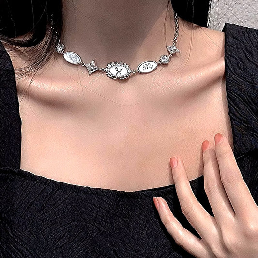 New Trendy Gothic Vintage Harajuku Butterfly Crystal Choker Pendant Chain Necklaces For Women Charm Y2K Accessories Jewelry Gift - Dealshavens