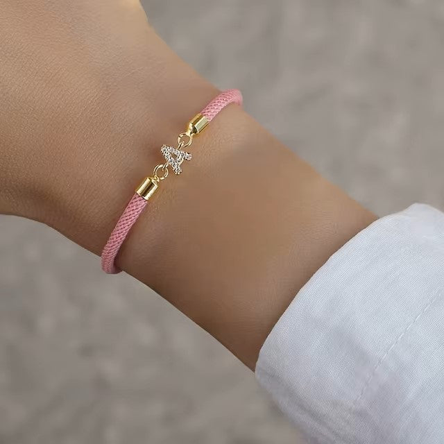 New Brand Fashion Initial Letter Charm Bracelet Women Pave Zirconia A-Z Adjustable Rope Bracelet For Women Jewelry Gift