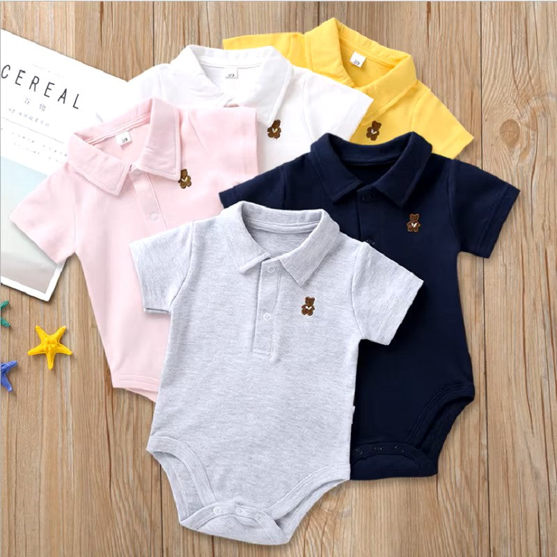 Newborn Baby Romper 6-12 Months 2024 Summer Solid 4 Colours Polo Infant Baby Boy Girl Clothes jumpsuit new born Bebies Roupas Dealshavens