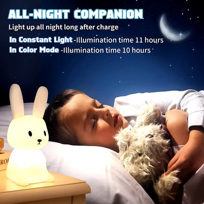مصباح ليلي للأطفال على شكل أرنب لطيف لغرفة الأطفال