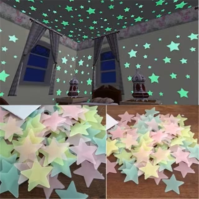 PVC Stars Glow Stickers Luminous In Dark Night Fluorescent Wall Art Decals For Kids Room Ceiling Home Festival Party Decoration - Dealshavens