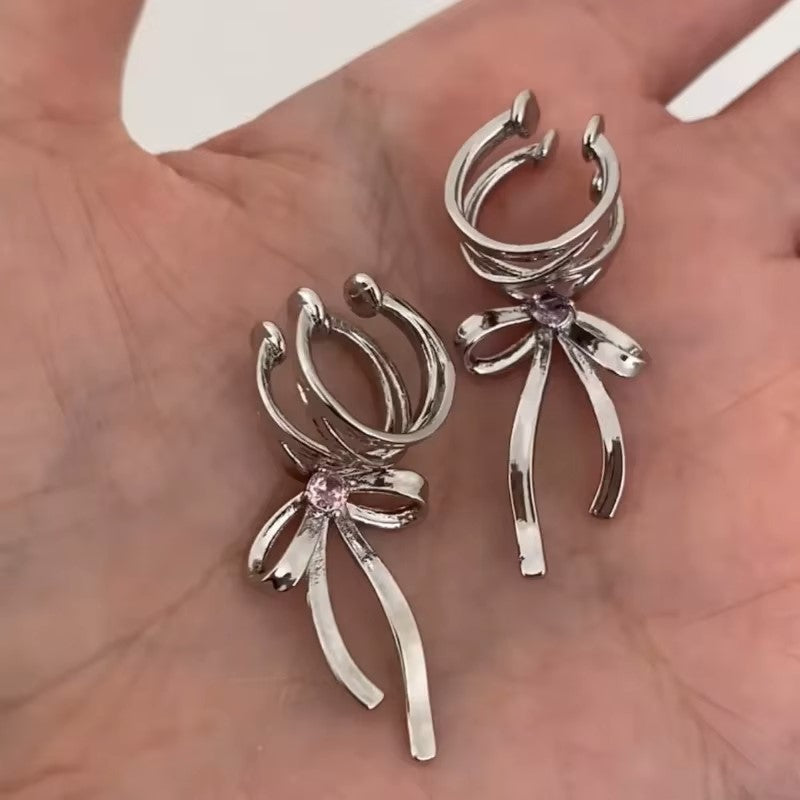 Pink Butterfly Ear Cuff Earrings For Women Girls Fashion Bowknot No Piercing Clips Earring Fake Piercing Ballet Clip On Jewelry dealshavens