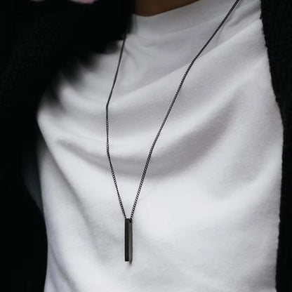 Popular Classic Rectangular Pendant Necklace for Men's Stainless Steel Black Cuban Chain Necklace for Men's Jewelry Gifts Dealshavens