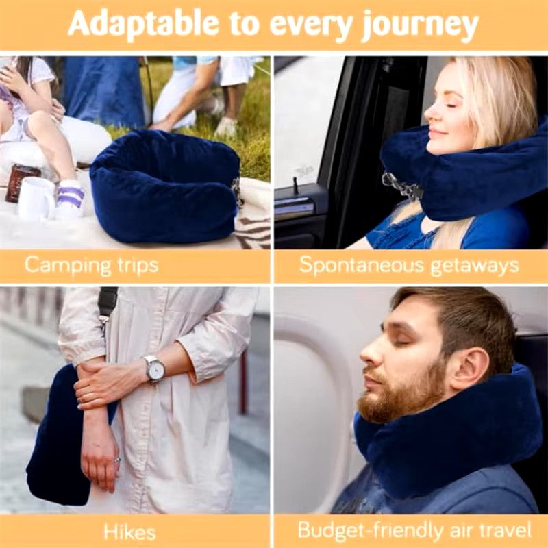 Portable Fillable Neck Pillow Space-saving Fillable Clothes Neck Pillow Adjustable Comfortable Flannel For Car Train Airplane - Dealshavens