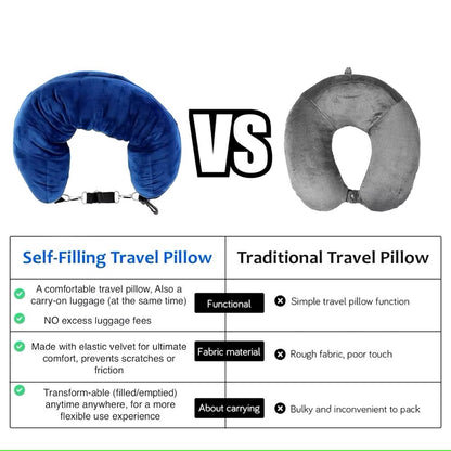 Portable Fillable Neck Pillow Space-saving Fillable Clothes Neck Pillow Adjustable Comfortable Flannel For Car Train Airplane - Dealshavens