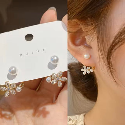 Cute Korean Earrings Heart Bling Zircon Stone Rose Gold Color Stud Earring for Women Fashion Jewelry 2021 New Gift dealshavens