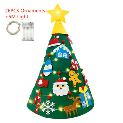 DIY Felt Christmas Tree Christmas Decoration for Home Navidad 2022 New Year Christmas Ornaments Santa Claus Xmas Kids Gifts