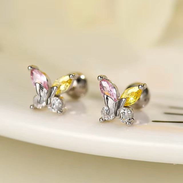 Korean 925 Silver Needle Tragus Piercing Helix Studs Earrings for Women 2Pcs Butterfly Heart Trendy Ear Piercing Body Jewelry dealshavens