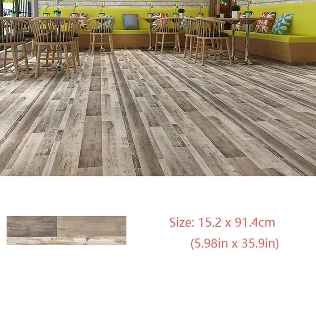 Self-Adhesive Wood Grain Floor Wallpaper Waterproof Wall Sticker Bedroom Living Room Toilet Kitchen Home Decor Floor Sticker Dealshavens