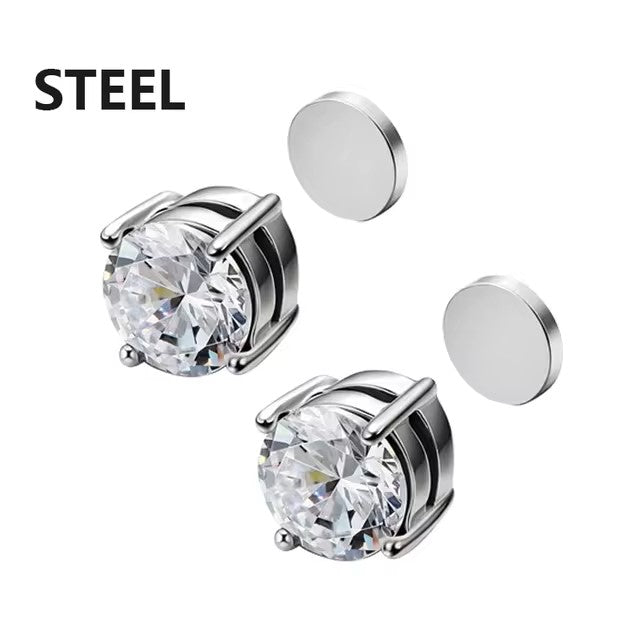 3 Pairs Crystal Strong Magnetic Ear Stud Clip Earrings for Men and Women Punk Round Zircon Magnet Earrings Non Piercing Jewelry dealshavens