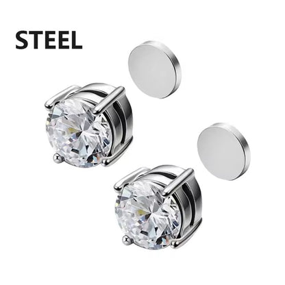 3 Pairs Crystal Strong Magnetic Ear Stud Clip Earrings for Men and Women Punk Round Zircon Magnet Earrings Non Piercing Jewelry dealshavens