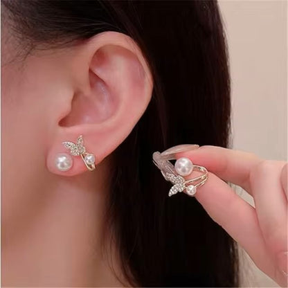 WUKALO 2024 New Elegant Gold Color Heart Pearl Stud Earrings Korean Fashion Jewelry For Woman Girls Accessories Wholesale dealshavens