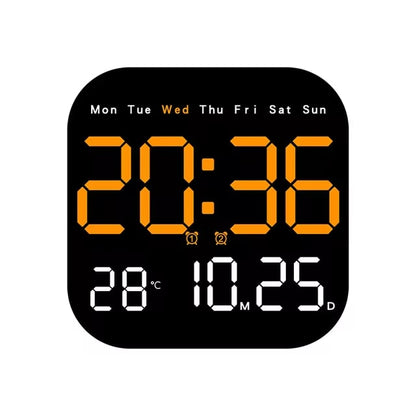 Digital Wall Clocks Temperature Date Week Dispaly Electronic Table Clock 12/24H Wall-mounted LED Alarm Clock Remote Control