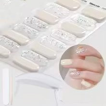 Harunouta 4pcs/set Gradient Jelly Semi Cured Gel Nail Strips with Nail Lamp Nude Pink Waterproof Nail Stickers Long Lasting Wrap