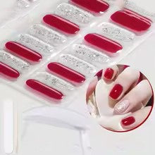 Harunouta 4pcs/set Gradient Jelly Semi Cured Gel Nail Strips with Nail Lamp Nude Pink Waterproof Nail Stickers Long Lasting Wrap