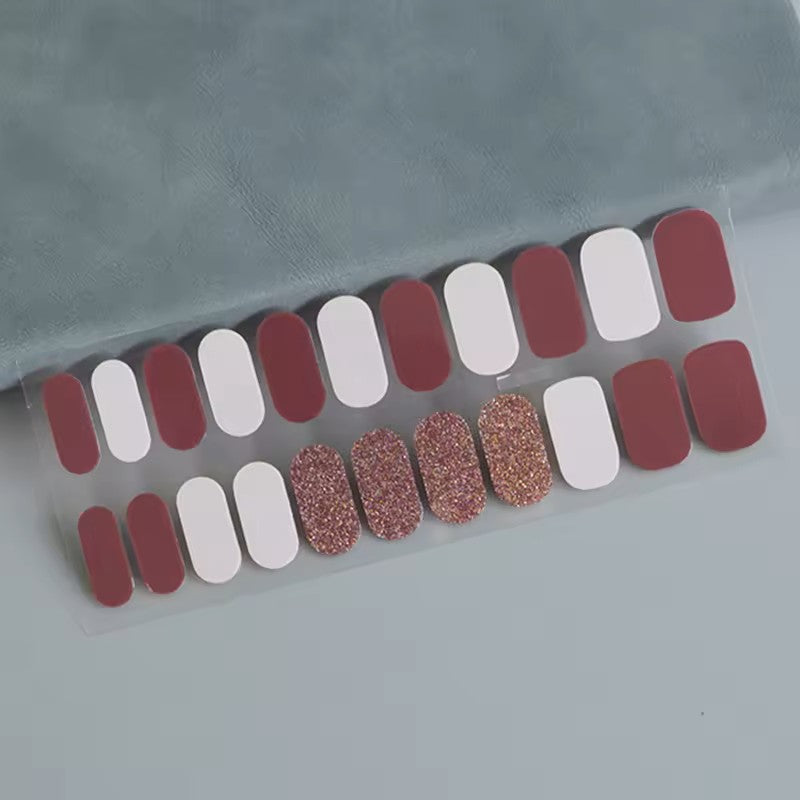 22finger Flash Sequin Nail Polish Gel Film ins Wind Waterproof Lasting Nail Sticker