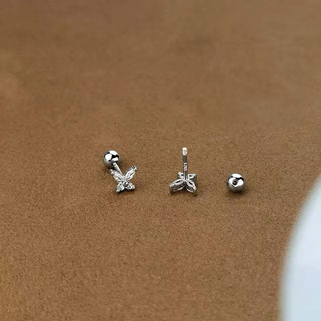 Korean 925 Silver Needle Tragus Piercing Helix Studs Earrings for Women 2Pcs Butterfly Heart Trendy Ear Piercing Body Jewelry dealshavens