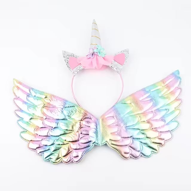 Girls Unicorn Headband Rainbow Wings Cat Ear Cute Hairband Unicorn Birthday Party Decoration Kid Dress Up Toy Cosplay Photo Prop Dealshavens