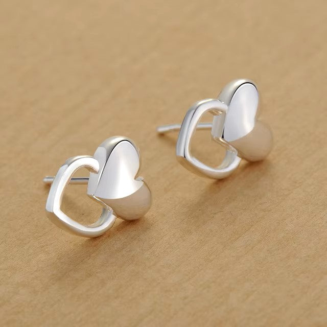 Original 925 Sterling Silver Earrings Hearts For Women Exquisite Student Girlfriend Jewelry Accessories Wedding Fashion Gift dealshavens