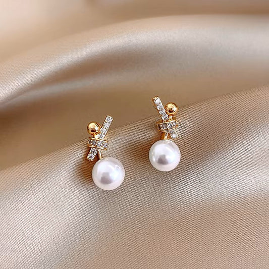 New Fashion Contracted Heart Pearl Fine Earrings Joker Sweet Elegant Temperament Women Drop Earrings Dealshavens
