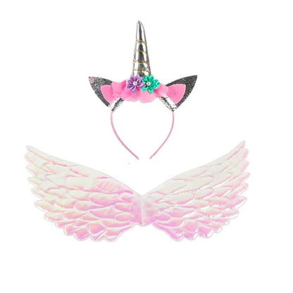 Girls Unicorn Headband Rainbow Wings Cat Ear Cute Hairband Unicorn Birthday Party Decoration Kid Dress Up Toy Cosplay Photo Prop Dealshavens