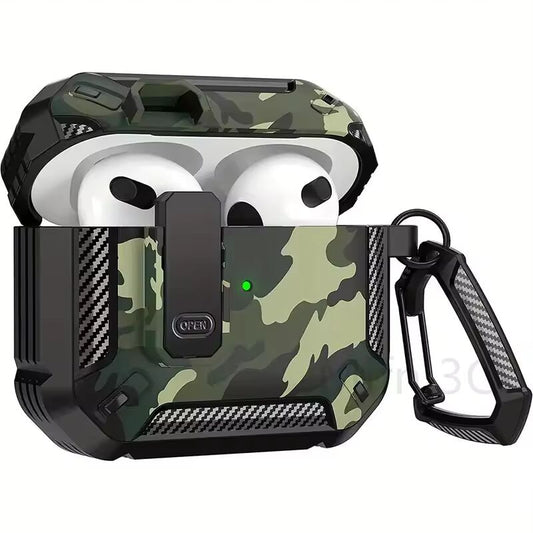 For 2024 New Airpods 4th Generation case security Lock Case camouflage Case for Men airpods charging case for Airpods pro 1 2 3