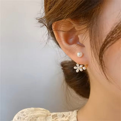 WUKALO 2024 New Elegant Gold Color Heart Pearl Stud Earrings Korean Fashion Jewelry For Woman Girls Accessories Wholesale dealshavens