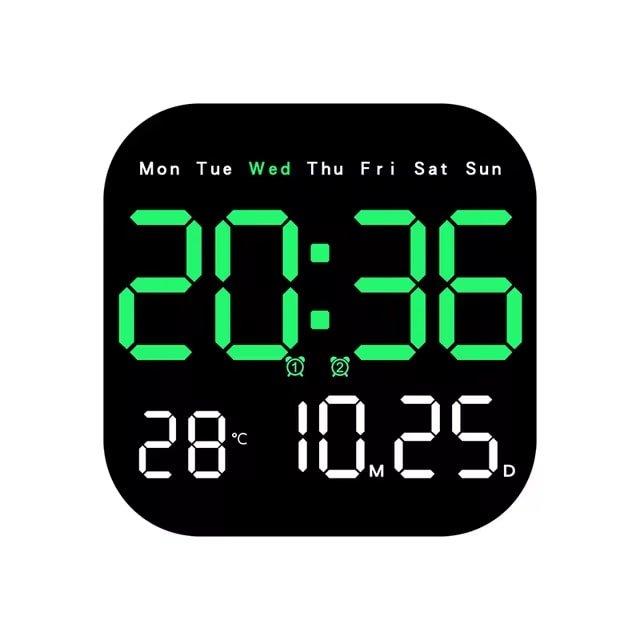 Digital Wall Clocks Temperature Date Week Dispaly Electronic Table Clock 12/24H Wall-mounted LED Alarm Clock Remote Control