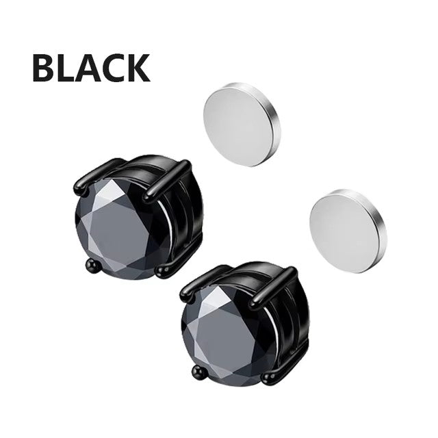 3 Pairs Crystal Strong Magnetic Ear Stud Clip Earrings for Men and Women Punk Round Zircon Magnet Earrings Non Piercing Jewelry dealshavens