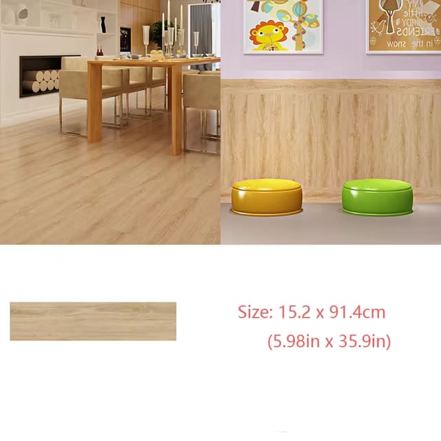 Self-Adhesive Wood Grain Floor Wallpaper Waterproof Wall Sticker Bedroom Living Room Toilet Kitchen Home Decor Floor Sticker Dealshavens