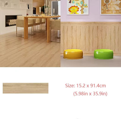 Self-Adhesive Wood Grain Floor Wallpaper Waterproof Wall Sticker Bedroom Living Room Toilet Kitchen Home Decor Floor Sticker Dealshavens