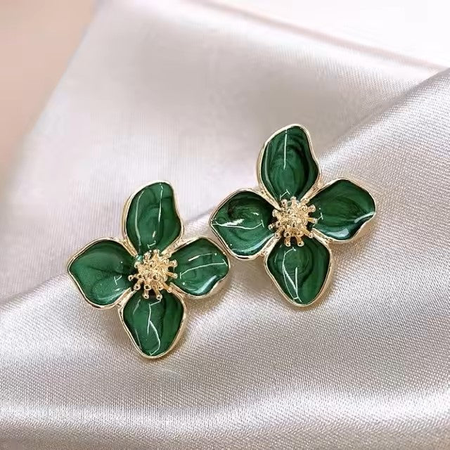 Fashion Korean Women Retro Drip Glaze Red Flower Earrings Women for Delicate Earrings Luxury Couple Engagement Jewelry Gift dealshavens