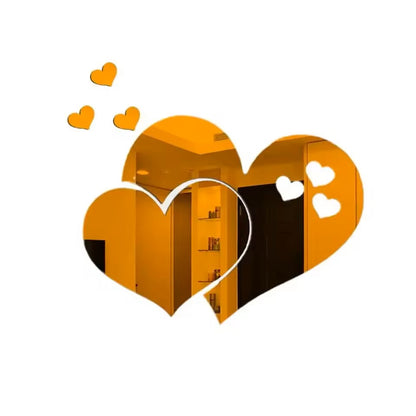 ملصقات حائط أكريليك على شكل قلب مرآة، ملصقات حائط DIY لغرفة المعيشة