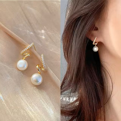 WUKALO 2024 New Elegant Gold Color Heart Pearl Stud Earrings Korean Fashion Jewelry For Woman Girls Accessories Wholesale dealshavens